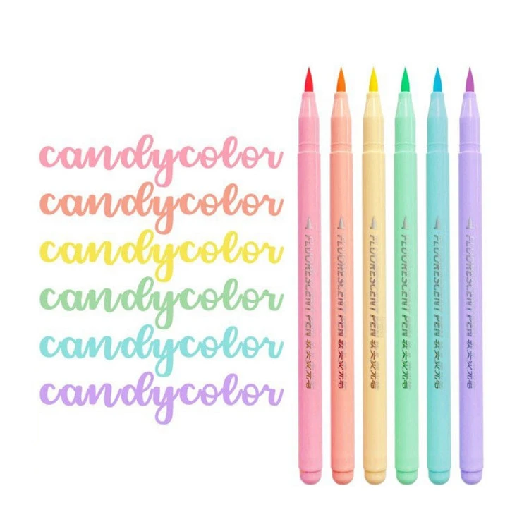 6 цветов мягкая кисть флуоресцентная ручка набор художественный цветной маркер